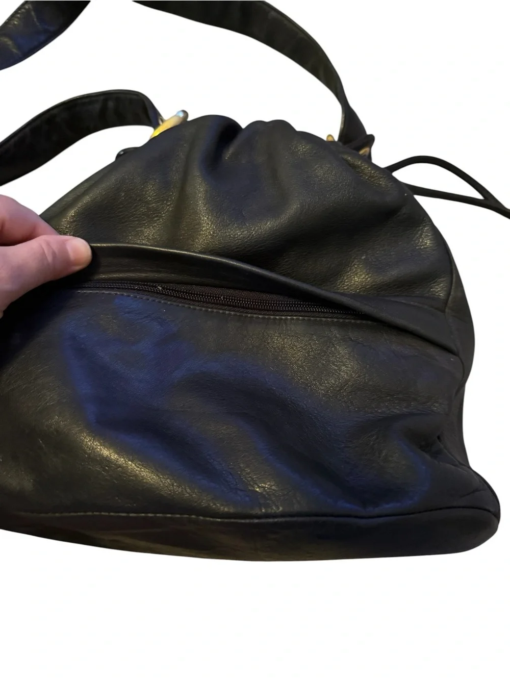 Giani Bernini Black Leather Drawstring Bag - Women